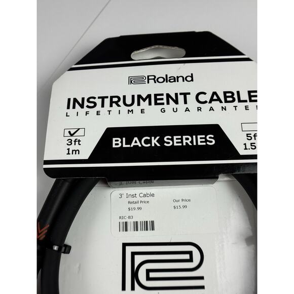 Roland Instrument Cable RIC-B3 Black Series 1/4" Straight/Straight 3-Ft - Picture 2 of 8